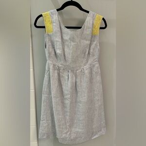 Gray Sleeveless Dress with Yellow Accents